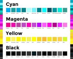 cian, magenta, amarillo y negro cmyk color sombras ilustración vector