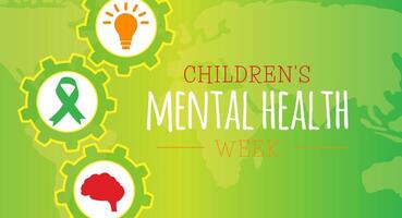 Children's Mental Health Week Background with Icons vector