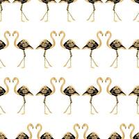 Art Deco Gold Flamingo Pattern Background vector