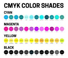 CMYK Color Shades Illustration with Hex Htlm Codes vector