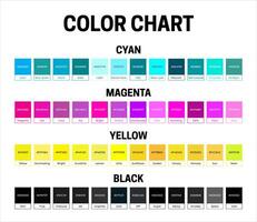 CMYK Color Shades Illustration with Hex Htlm Codes and Color Names vector