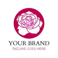 redondo Rosa flor marca logo diseño vector