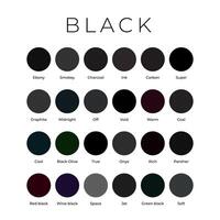 Black Color Shades Swatches Palette with Names vector