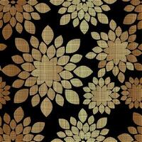 Gold Floral Pattern Design with Flowers Shapes on Black Background vector