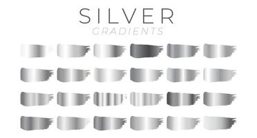 Silver Gradients Paint Color Swatches with Brush Strokes vector