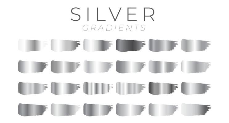 Silver Gradients Paint Color Swatches with Brush Strokes