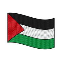 Illustration of Palestine Flag with keffiyeh texture pattern vector