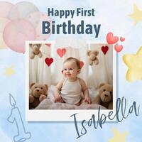 1st Birthday Instragram Post template