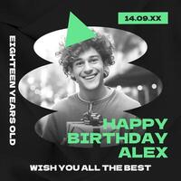 Black Green 18th Birthday Instagram Post template