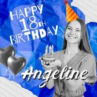 Blue 18th Birthday Collage Style Instagram Post template