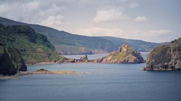 Mountain lake with coastal cliffs video