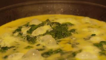 Close up of broccoli and cheese pizza video