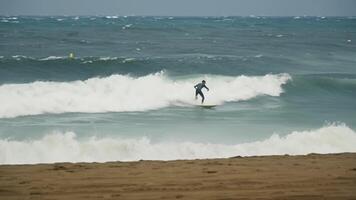 uomo equitazione onda su tavola da surf video