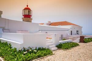 Cabo Sao Vicente lighthouse on coast of Portugal near Lagos photo