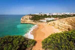 Praia de Benagil beach on atlantic coast, Algarve, Portugal photo