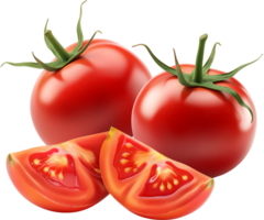 A Fresh Ripe Tomato With Slice isolated on a transparent background png