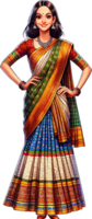 A traditional Chhattisgarh woman wearing a Lugda sari and Polkha blouse isolated png