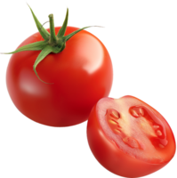 ein frisch reif Tomate mit Scheibe isoliert auf ein transparent Hintergrund png