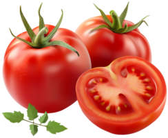 ein frisch reif Tomate mit Scheibe isoliert auf ein transparent Hintergrund png