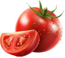 une Frais mûr tomate avec tranche isolé sur une transparent Contexte png