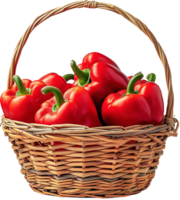 Bell peppers in a basket isolated on a transparent background png