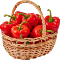 Bell peppers in a basket isolated on a transparent background png