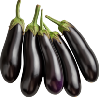 een stapel van aubergines geïsoleerd Aan een transparant achtergrond png