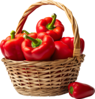 Bell peppers in a basket isolated on a transparent background png