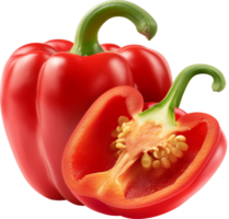 Whole bell pepper and slice isolated on a transparent background png