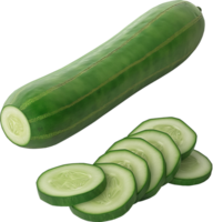 Fresh Green Cucumber with slice isolated on a transparent background png