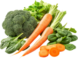 wortel broccoli en spinazie groente geïsoleerd png