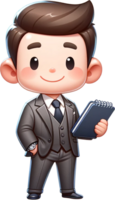 A cute Psychologist in a professional dress holding a notepad smiling and standing confidently isolated png