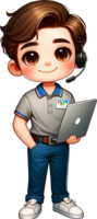 A cute IT Support Technician smiling and standing confidently isolated png