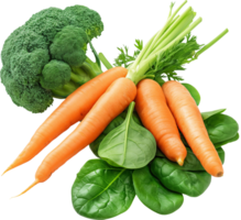 Carrot broccoli and spinach vegetable isolated png