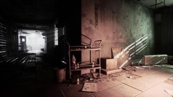 dark inside an abandoned decaying mental hospital photo