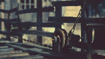 medieval port with a wooden instruments photo