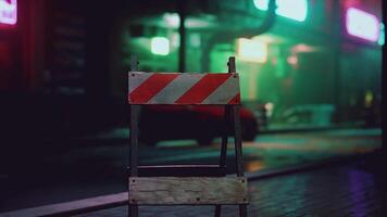 A red and white traffic sign sitting on the side of a road photo