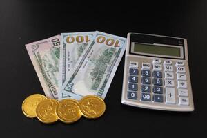 Money, US dollar bills background. Finance and Economy concepts. Money scattered on the desk. photo