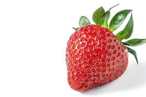 Isolated strawberry. Single strawberry fruit isolated on white background, with clipping path photo