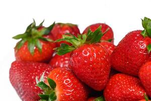 strawberry isolated on white. healthy food red strawberry.juicy straw group. photo