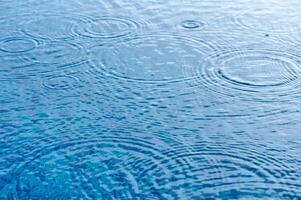 Clear water surface close up. Clean water with droplets, top view. photo