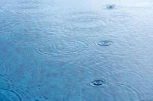 Round droplets of water over circles on pool water. 3 photo