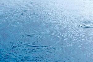 Round droplets of water over circles on pool water. 1 photo