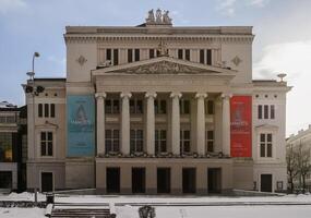 Riga, Latvia - 12, 21, 2021 Latvian national opera and ballet theater. photo