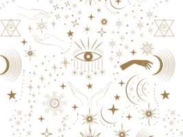 Mistical seamless pattern with magical element. png