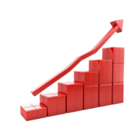 ein rot Graph Bar Diagramm mit ein Pfeil gehen oben KI-generiert png