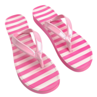 pink and white striped flip flops transparent on a background AI-Generated png