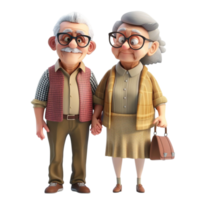 an elderly couple holding hands and walking together AI-Generated png