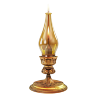 An old oil lamp on a stand with a transparent background png