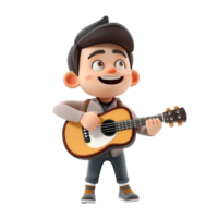 cartone animato ragazzo giocando chitarra su trasparente sfondo png